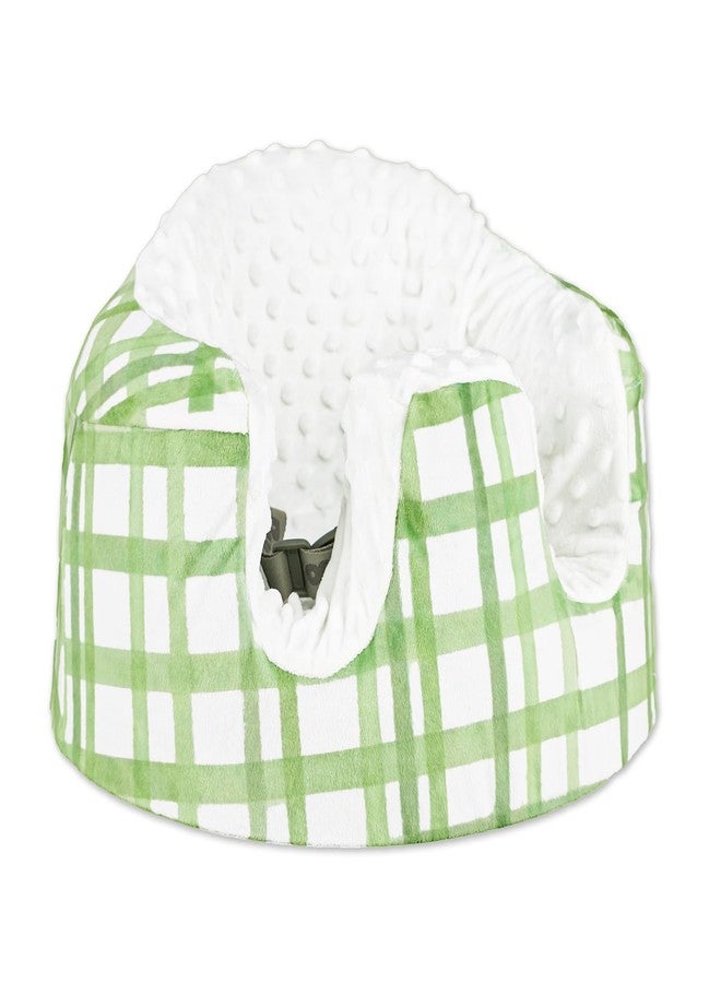 DAYEEBALL Seat Cover Compatible with Bumbo Seat, Soft and Breathable Baby Floor Seat Cover for Baby Boy & Girl (Cover Only), Green Grid - Image 1